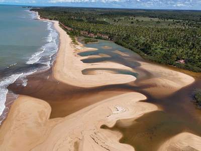 Os bancos de areia da Barra do Cahy, vistos de cima